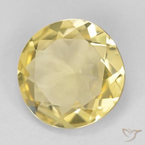2.02 ct Yellow Beryl Stone, Natural Beryl in Round Facet Shape for Sale
