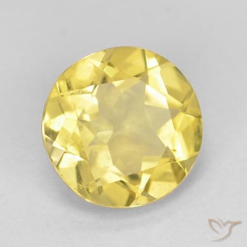 1.58 ct Yellow Beryl Stone, Natural Beryl in Round Facet Shape for Sale