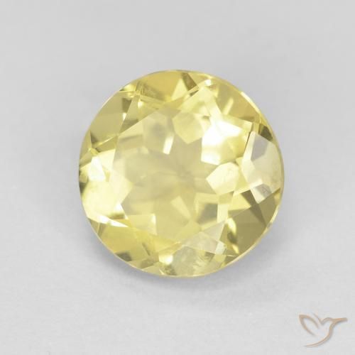 1.64 ct Yellow Beryl Stone, Natural Beryl in Round Facet Shape for Sale