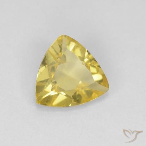 0.87 ct Yellow Beryl Stone, Natural Beryl in Trillion Facet Shape for Sale