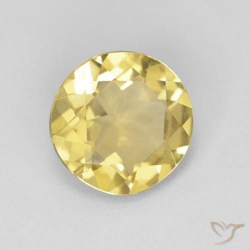 1.43 ct Yellow Beryl Stone, Natural Beryl in Round Facet Shape for Sale