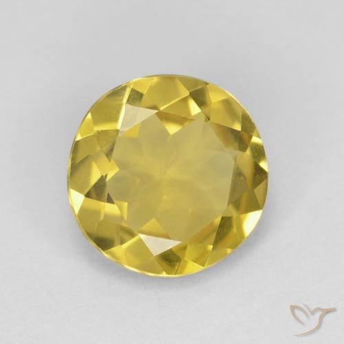 1.65 ct Yellow Beryl Stone, Natural Beryl in Round Facet Shape for Sale
