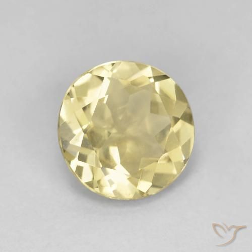 1.55 ct Yellow Beryl Stone, Natural Beryl in Round Facet Shape for Sale