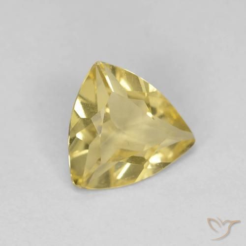0.82 ct Yellow Beryl Stone, Natural Beryl in Trillion Facet Shape for Sale