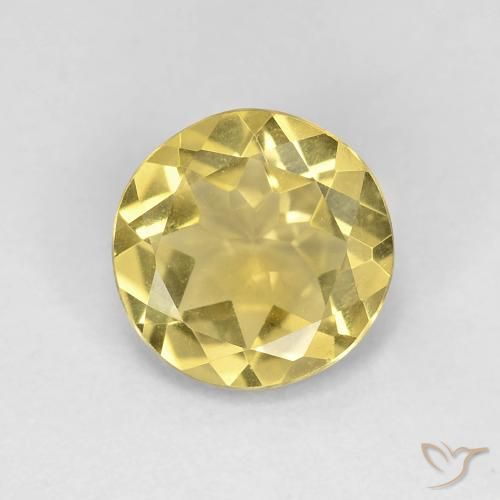 1.60ct Natural Medium Light-Yellow Beryl, Round, VVS