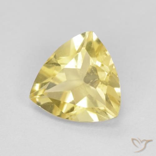 1.30 ct Yellow Beryl Stone, Natural Beryl in Trillion Facet Shape for Sale