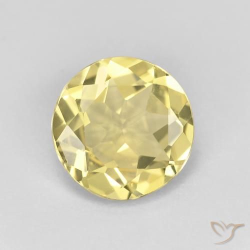 1.53 ct Yellow Beryl Stone, Natural Beryl in Round Facet Shape for Sale