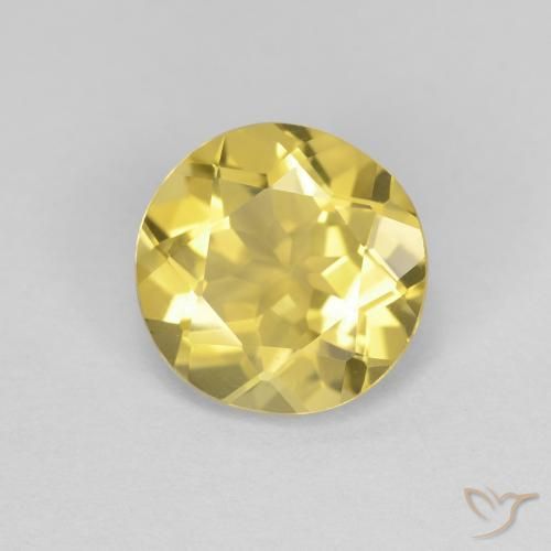 1.44 ct Yellow Beryl Stone, Natural Beryl in Round Facet Shape for Sale