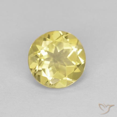 1.23 ct Yellow Beryl Stone, Natural Beryl in Round Facet Shape for Sale