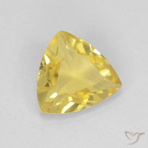 0.92 ct Yellow Beryl Stone, Natural Beryl in Trillion Facet Shape for Sale