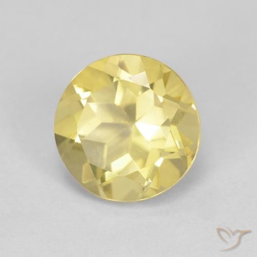 1.42 ct Yellow Beryl Stone, Natural Beryl in Round Facet Shape for Sale