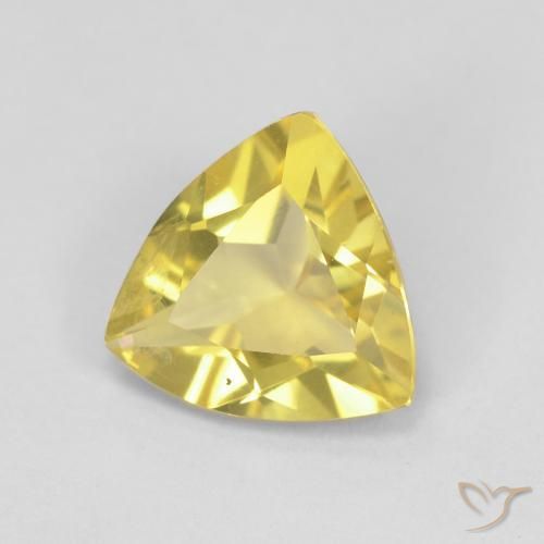 1.26 ct Yellow Beryl Stone, Natural Beryl in Trillion Facet Shape for Sale