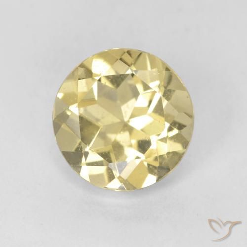 1.53ct Natural Very Light Dijon Yellow Beryl, Round, VS