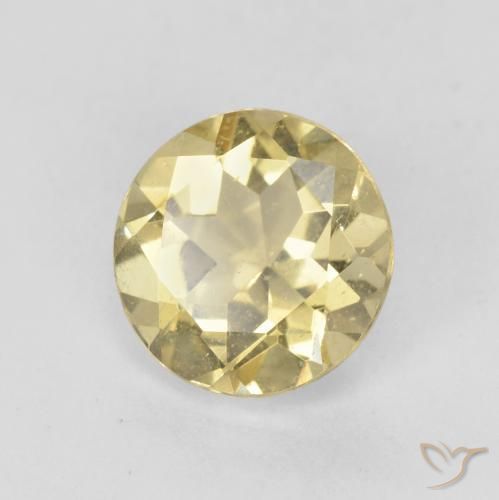 1.53 ct Yellow Beryl Stone, Natural Beryl in Round Facet Shape for Sale