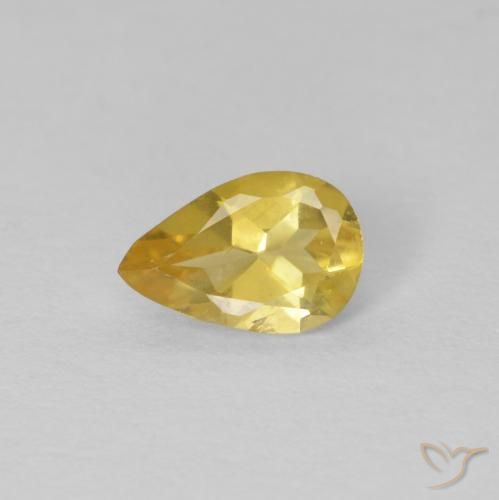 0.50 ct Golden Beryl Stone, Natural Beryl in Pear Facet Shape for Sale