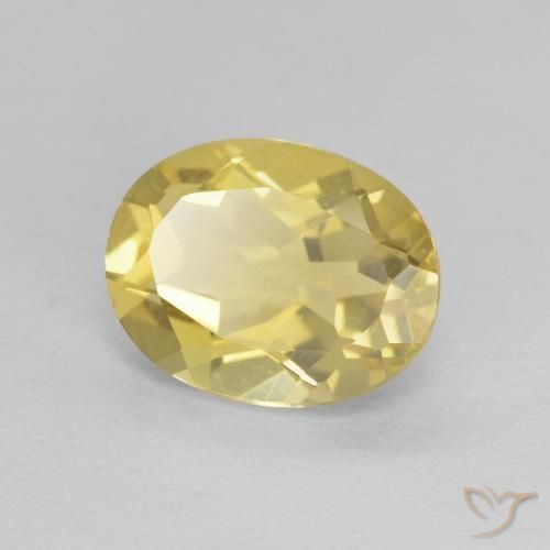 1.70 ct Yellow Beryl Stone, Natural Beryl in Oval Facet Shape for Sale