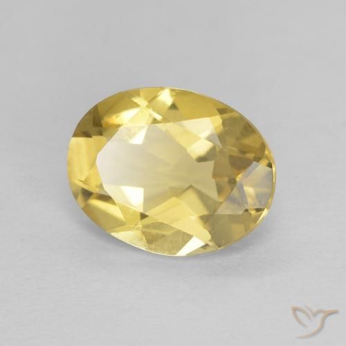 1.60 ct Yellow Beryl Stone, Natural Beryl in Oval Facet Shape for Sale