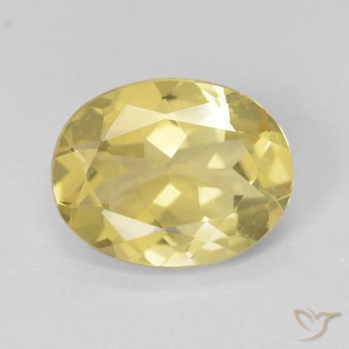 2.08 ct Yellow Beryl Stone, Natural Beryl in Oval Facet Shape for Sale