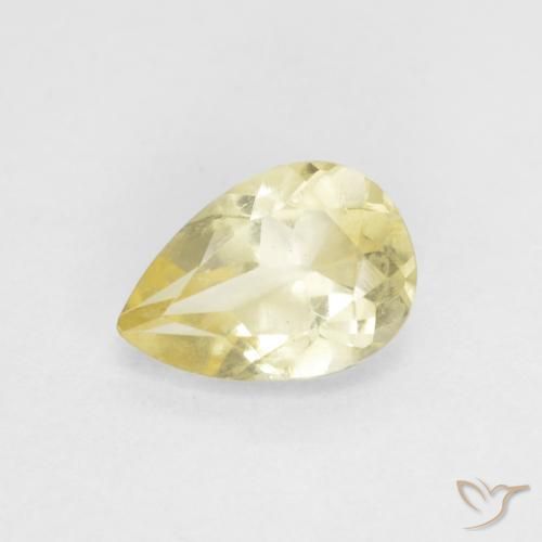 0.66ct Natural Light Earthy Yellow Beryl, Pear Shape, VVS-VS