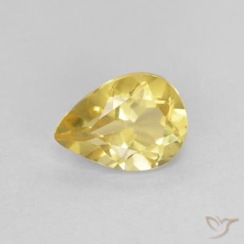 0.90 ct Yellow Beryl Gemstone, Beryl Gem in Pear Facet Shape for Sale.