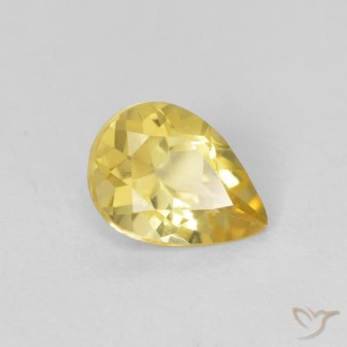 0.90 ct Yellow Beryl Stone, Natural Beryl in Pear Facet Shape for Sale