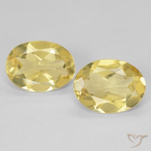 2.80 ctw Yellow Beryl Gemstones, Beryl Gems in Oval Facet Shape for Sale.