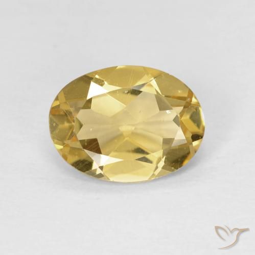 1.50ct Natural Medium Yellow Beryl, Oval, VVS-VS