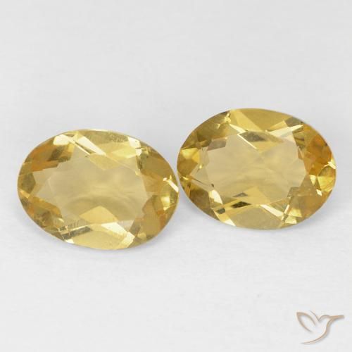 2.02 ctw Golden Beryl Stones, Natural Beryl in Oval Facet Shape for Sale