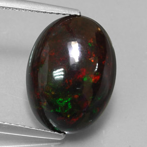 4.47 ct Multicolor Black Opal Gemstone, Black Opal Gem in Oval Cabochon Shape for Sale.