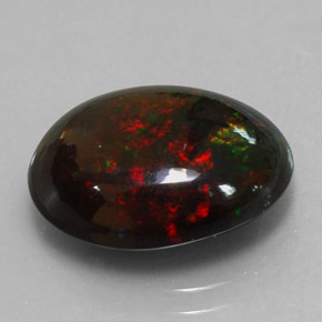 4.47 ct Multicolor Black Opal Stone, Natural Black Opal in Oval Cabochon Shape for Sale