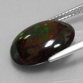 Black Opal Gemstone in 15.2 x 11.5 mm Size for Sale, Black Opal Stone in Multicolor Color