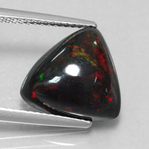 4.00 ct Multicolor Black Opal Gemstone, Black Opal Gem in Trillion Cabochon Shape for Sale.