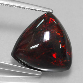 4.03 ct Multicolor Black Opal Gemstone, Black Opal Gem in Trillion Cabochon Shape for Sale.