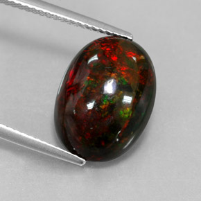 4.33 ct Multicolor Black Opal Gemstone, Black Opal Gem in Oval Cabochon Shape for Sale.