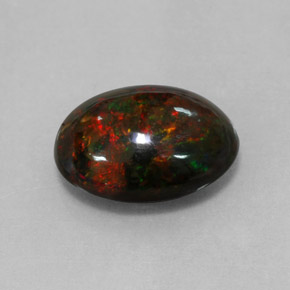 4.33 ct Multicolor Black Opal Stone, Natural Black Opal in Oval Cabochon Shape for Sale