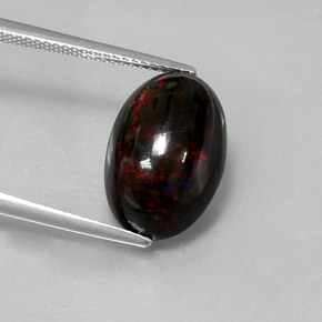 5.05 ct Multicolor Black Opal Gemstone, Black Opal Gem in Oval Cabochon Shape for Sale.