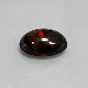 5.05 ct Multicolor Black Opal Stone, Natural Black Opal in Oval Cabochon Shape for Sale