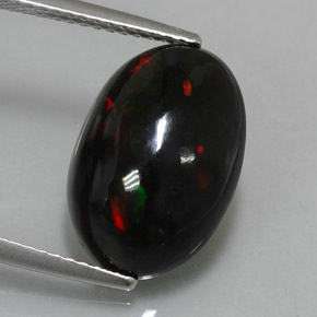 4.34 ct Multicolor Black Opal Gemstone, Black Opal Gem in Oval Cabochon Shape for Sale.