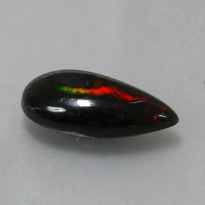2.19 ct Multicolor Black Opal Stone, Natural Black Opal in Pear Cabochon Shape for Sale