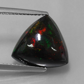 3.55 ct Multicolor Black Opal Gemstone, Black Opal Gem in Trillion Cabochon Shape for Sale.