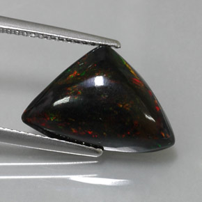 3.94 ct Multicolor Black Opal Gemstone, Black Opal Gem in Trillion Cabochon Shape for Sale.