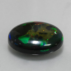 6.36 ct Multicolor Black Opal Stone, Natural Black Opal in Oval Cabochon Shape for Sale