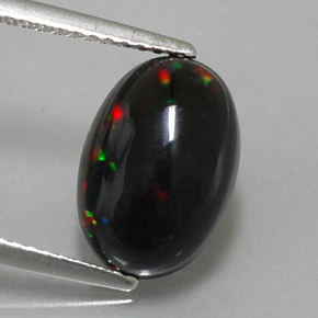 2.83 ct Multicolor Black Opal Gemstone, Black Opal Gem in Oval Cabochon Shape for Sale.