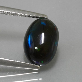 1.62 ct Multicolor Black Opal Gemstone, Black Opal Gem in Oval Cabochon Shape for Sale.