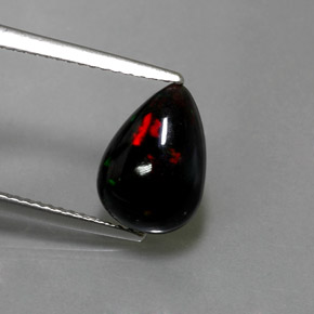 1.72 ct Multicolor Black Opal Gemstone, Black Opal Gem in Pear Cabochon Shape for Sale.