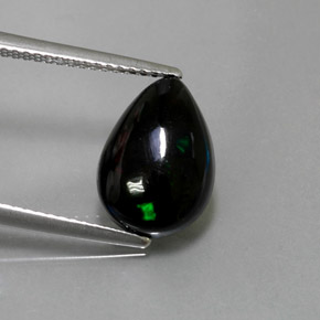 2.38 ct Multicolor Black Opal Gemstone, Black Opal Gem in Pear Cabochon Shape for Sale.