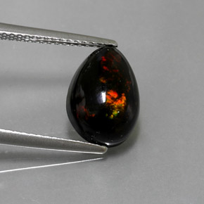 2.10 ct Multicolor Black Opal Gemstone, Black Opal Gem in Pear Cabochon Shape for Sale.
