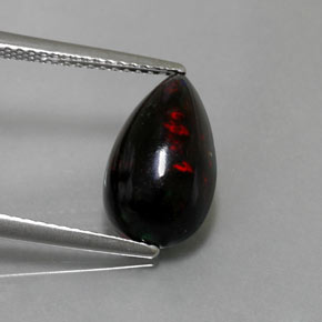 2.51 ct Multicolor Black Opal Gemstone, Black Opal Gem in Pear Cabochon Shape for Sale.