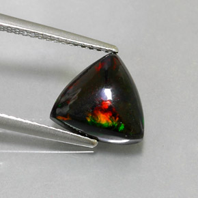 1.88 ct Multicolor Black Opal Gemstone, Black Opal Gem in Trillion Cabochon Shape for Sale.