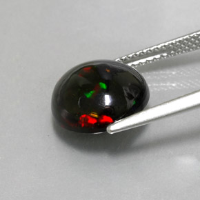 Black Opal Gemstone in 11 mm (calibrated) Size for Sale, Black Opal Stone in Multicolor Color
